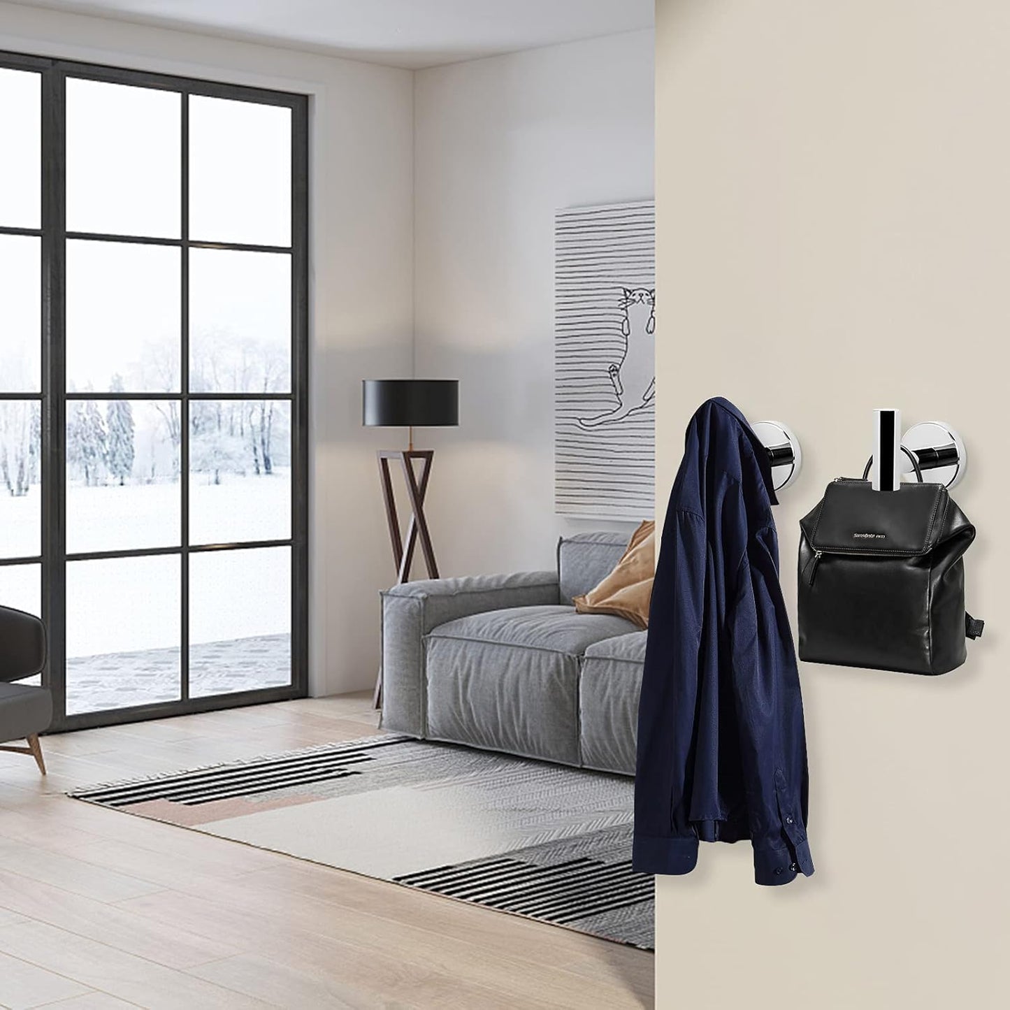 NearMoon Bath Towel Hooks- SUS 304 Stainless Steel Robe Hook Holder, Heavy Duty Coat Hook for Bathroom Livingroom Hotel Kitchen Garage, Wall Mounted (Chrome Finish, 4 Pack)