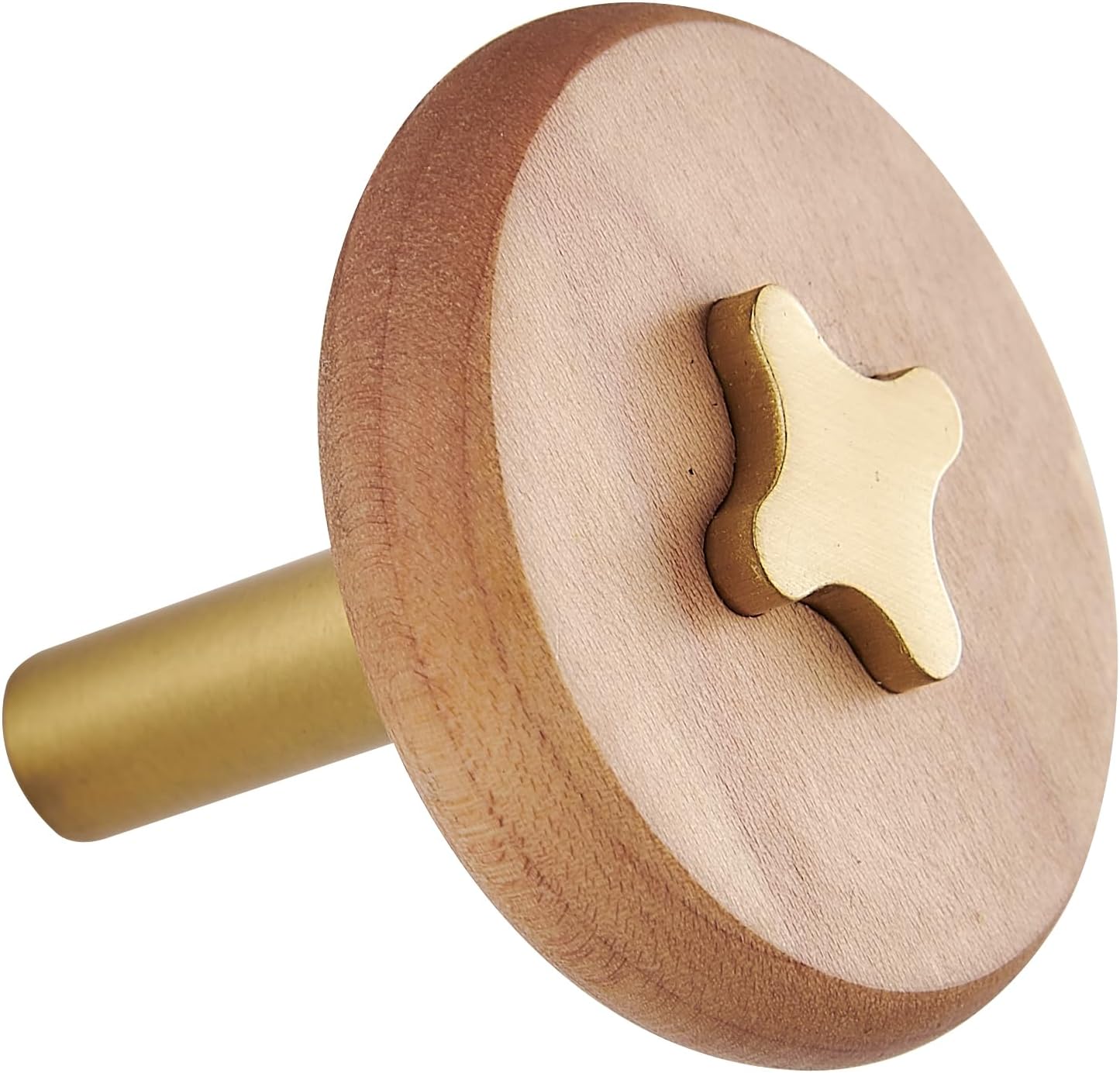 Solid Brass & Maple/Mahogany Wall Hooks 2 Pack - Decorative Heavy Duty Coat Hooks with Vintage Cross Screw Design for Entryway, Bathroom, Luxury Spaces TC008F