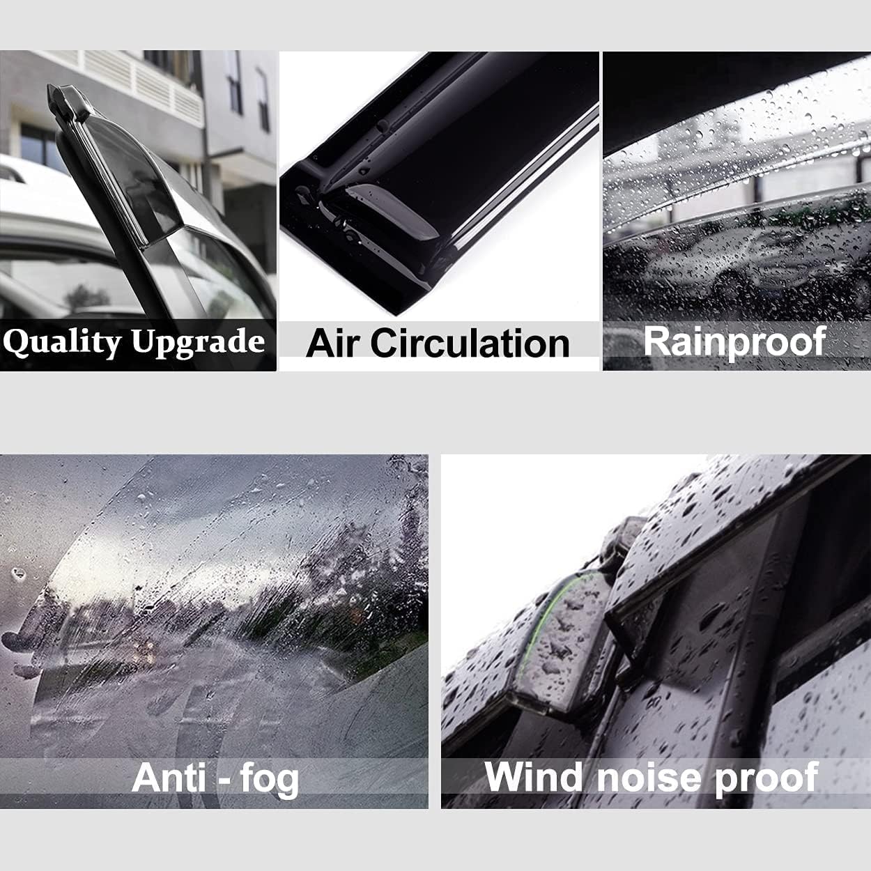 94627 Side Window Visor Wind Vent Deflector fit for 2000-2004 Nissan Frontier Crew Cab with 4 Full Size Doors,4pc Outside Mount Style Nice Sun Rain Guards Set