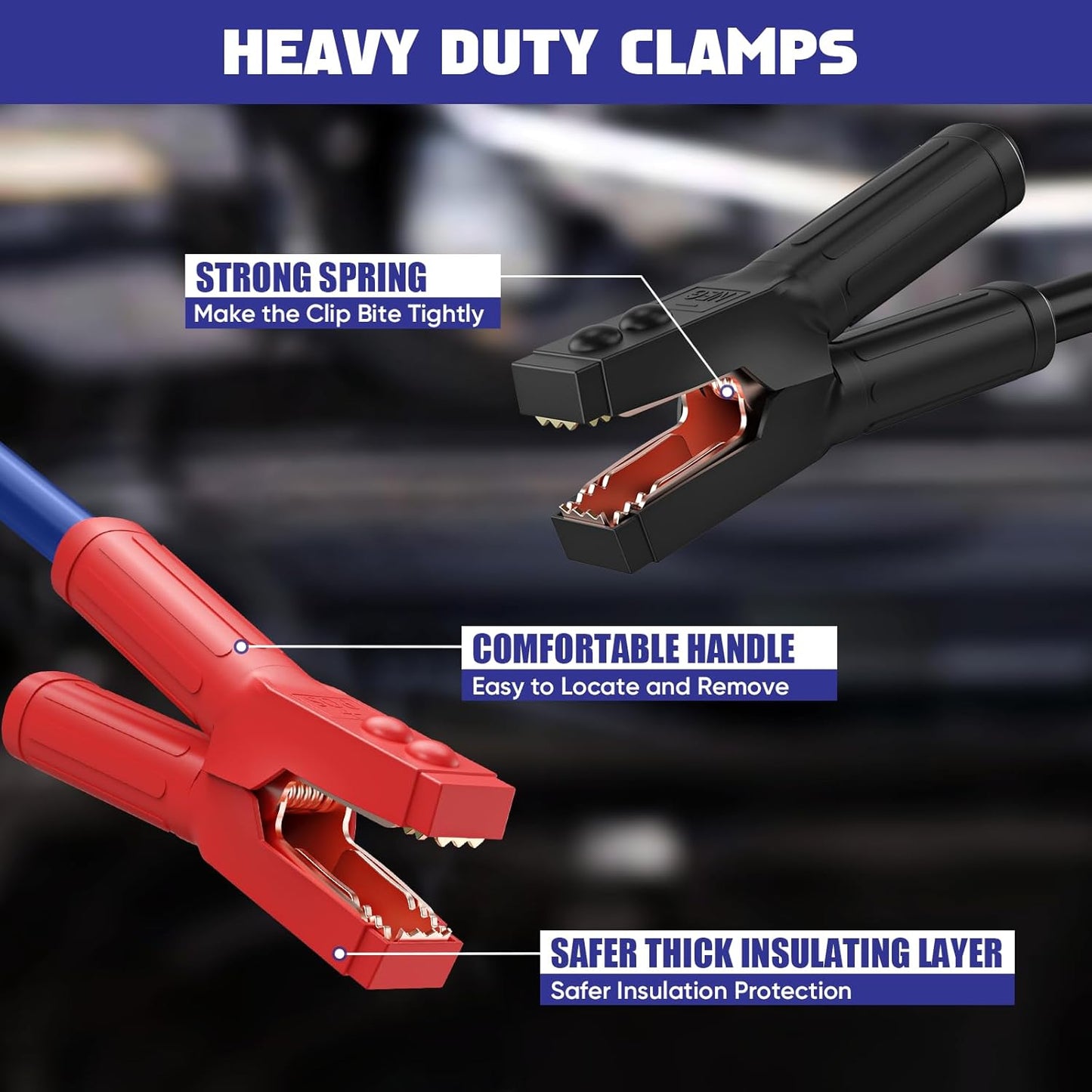 2/0 Gauge 30 FT Heavy Duty Jumper Cables, 1500Amp Quick Connect Booster Cables for 12V & 24V Cars, SUVs and Trucks, Kit with Carry Case, Gloves, Brushes