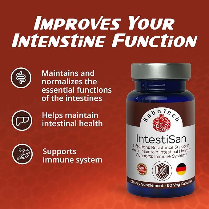 IntestiSan, Olive Leaf Extract with PAU D’Arco, Immune Support Supplement for Intestinal Health and Resilience, Natural Immune Support Formula for Total Wellness, GMP (60 Count (Pack of 1))
