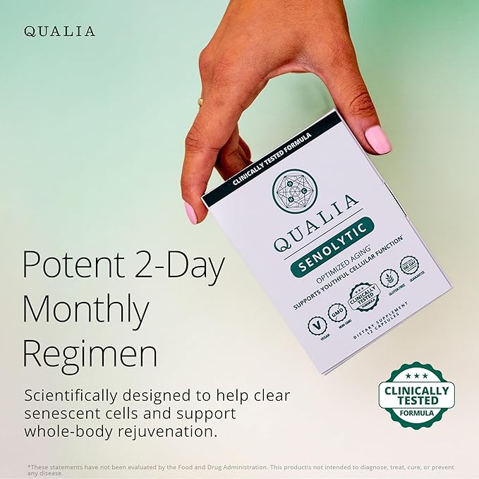 Qualia Senolytic Supplement, Fisetin,Quercetin,Piperlongumin&More,Aging Supplement - Supports Optimal Cell Repair&Rejuvenation,Naturally Eliminate Zombie Cells,1 Month Supply