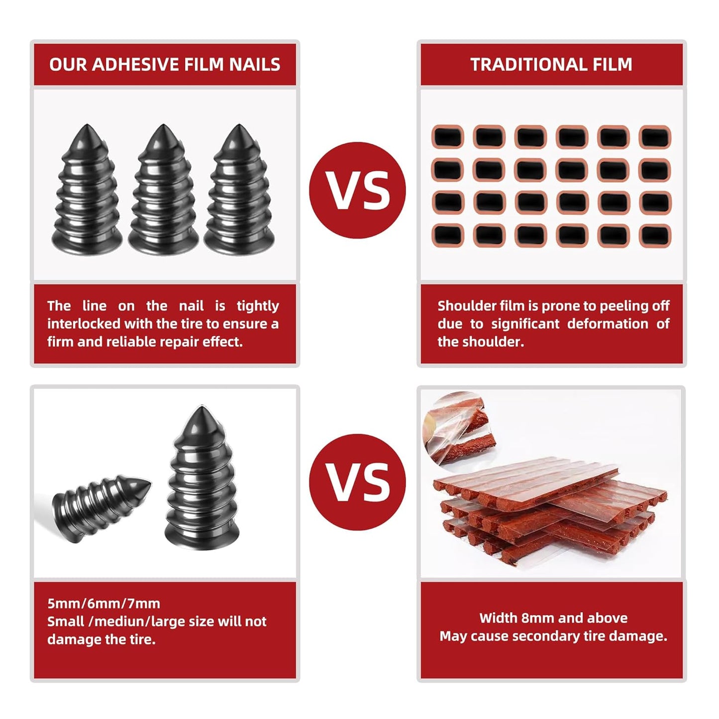 Tire Repair Glue 100ml, Rubber Cement Tire Repair, Tire Plug Glue, Tire Patch Glue Heavy Duty, Three Sizes Tire Repair Nail 15 Pcs, Sidewall Tire Repair Kit for Car, Motorcycle, Bike, Truck, Tractor