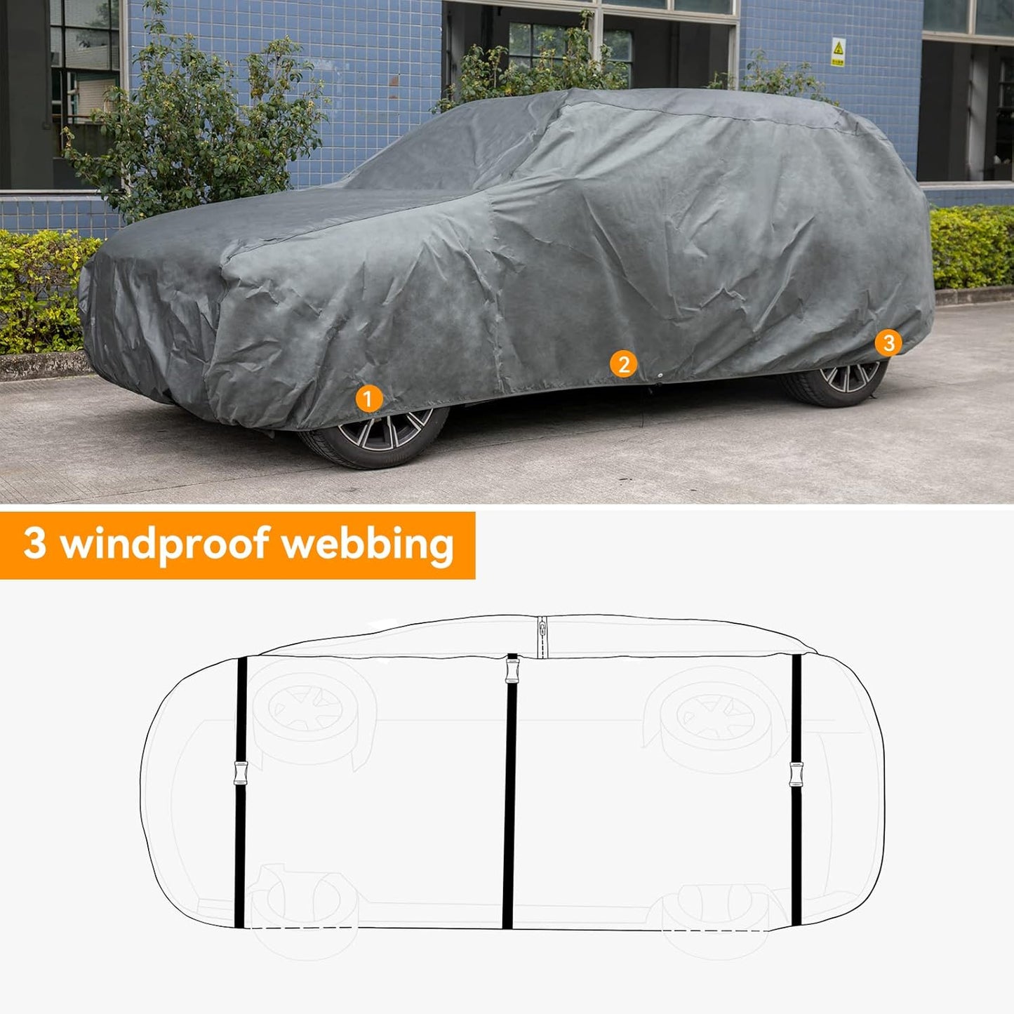 XCAR Ultra Light Waterproof SUV Car Cover for Automobiles All Weather Protection, Windproof & Breathable, Fits Cars Up to 187"