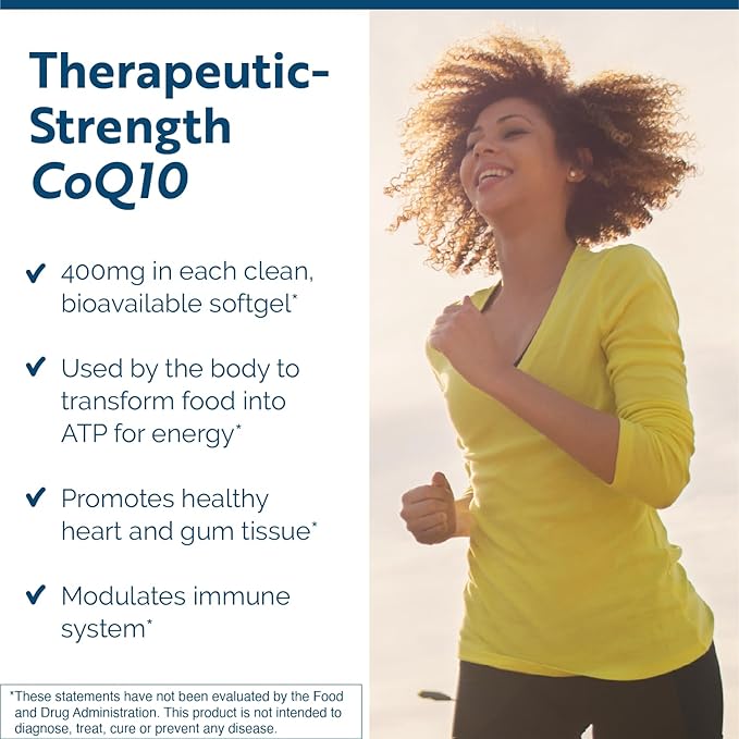 Researched Nutritionals CoQ10 400mg Softgels - CoQ10 Power - Therapeutic-Strength Coenzyme Q10 Supplement - Support Natural Energy & Immune Function, Promote Healthy Heart & Gum Tissue (60 Softgels)