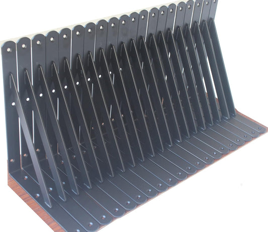 8 Pack L10 x H 8" Black Heavy Duty Shelf Brackets with Screws Metal Shelf Brackets Shelf Support Angle Brackets for Shelves L Brackets Heavy Duty Floating Shelf