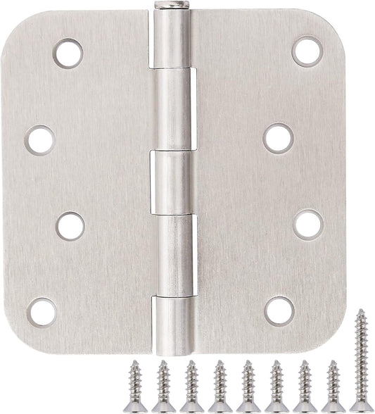 12 Pack 4 Inch Nickel Door Hinges Satin/Brushed Nickel Door Hinges 4 in x 4" Exterior Interior Door Hinge for Stardand Doors Stall,Front,Closet,Silver Residential Hinges Iron Bifold Door Hinge