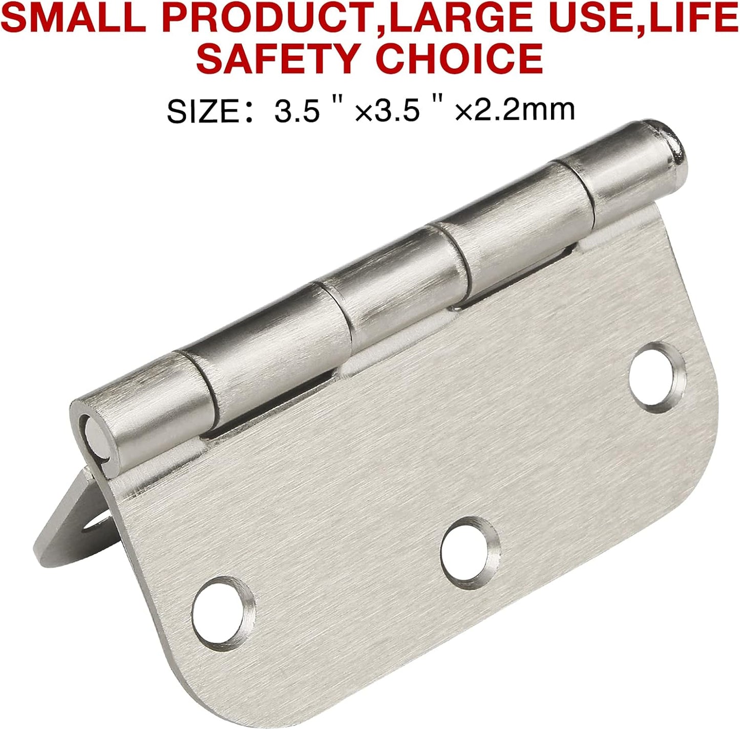 48 Pack Interior Door Hinges Brushed Nickel 3.5 Inch x 3 1/2" Rounded 5/8" Radius 3 ½"Satin Iron Bifold Residential Hinge for French Style Slab Single/Double Doors Hardware Kit Living/Bed Room