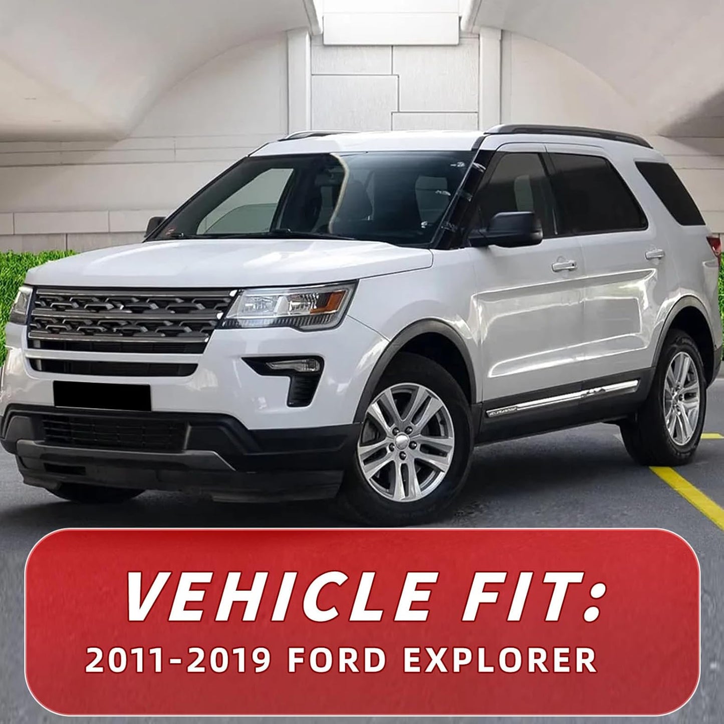 in Channel Rain Guards Fit for Ford Explorer 2011 2012 2013 2014 2015 2016 2017 2018 2019, Durable Vent Window Visors, Smoke Tinted Wind Deflectors, Vent Shade Shield, 4 PCS