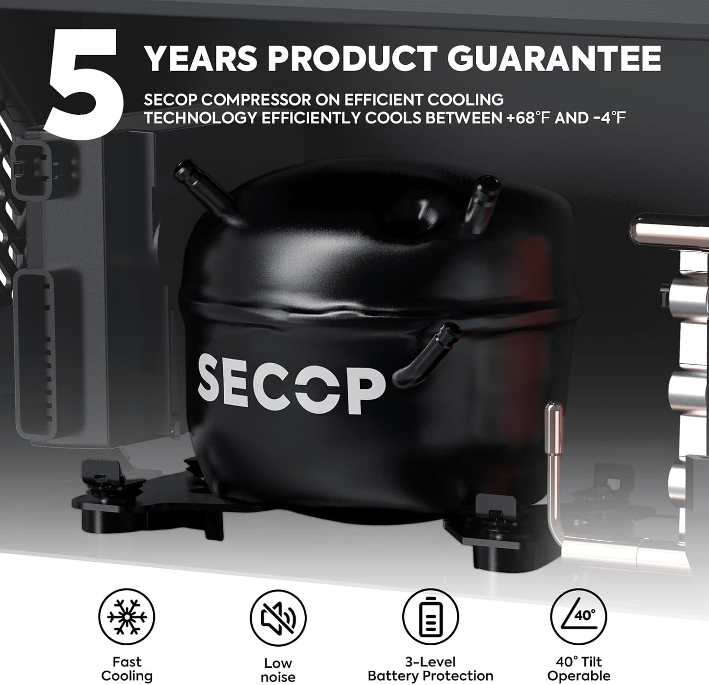 ICECO APL55 Dual Zone Portable Refrigerator Bluetooth Controlled, 55 Liter 12v refrigerator with SECOP Compressor, DC 12/24V, AC 110-240V, for Truck, Car and Home, -4℉~68℉(Silver)