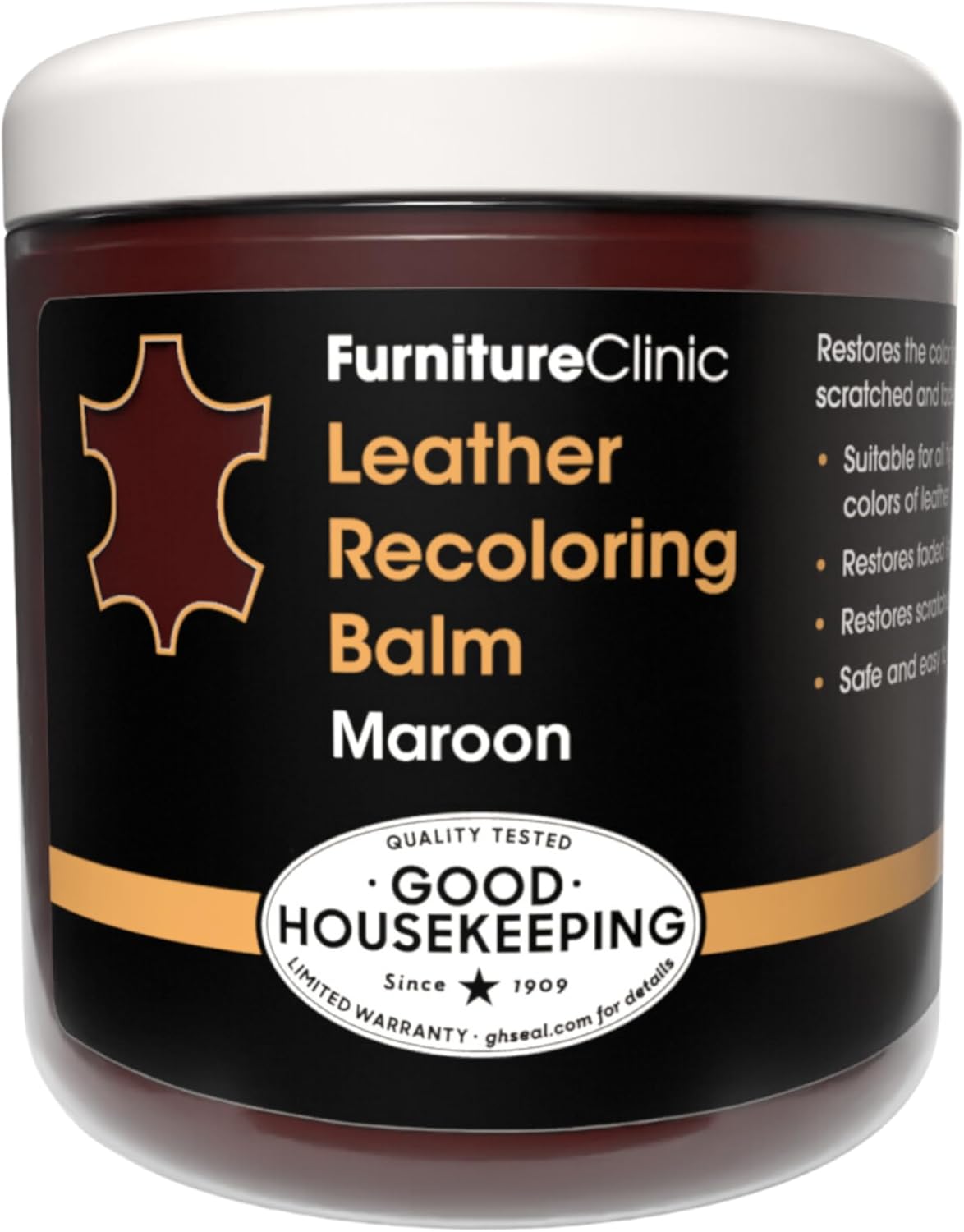 The Original Leather Recoloring Balm by Furniture Clinic - Maroon Leather Dye for Furniture, Couches & Car Seats - Restore Scratched, Faded, & Damaged Surfaces