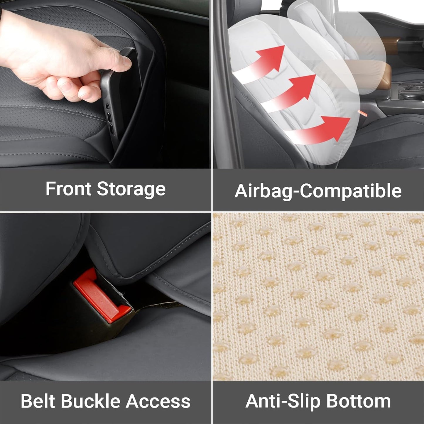 Coverland Custom Car Seat Covers Compatible with 2022-202 Tundra CrewMax, Double Cab - Premium Leather Non-Slip Memory Foam Waterproof Interior Protector Full Set-Dark Gray [See Size Chart-Size X119]