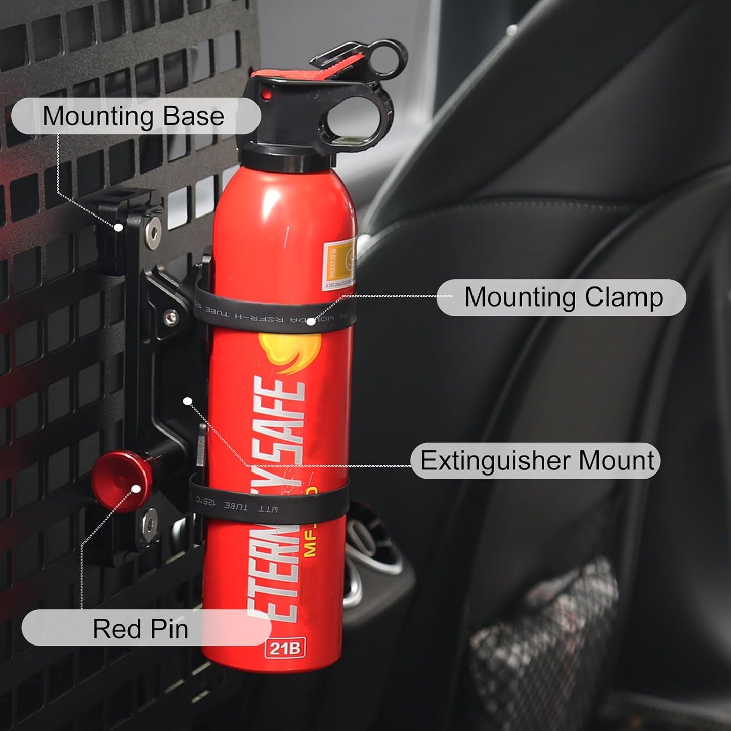MOLLE Panel Fire Extinguisher Mount Kit-Quick Release Car Fire Extinguisher Mount Bracket for 1-2in Tactical Rigid MOLLE Panel Holes.Fire Extinguisher Holder Fits MOLLE Panels Accessories for Vehicle.