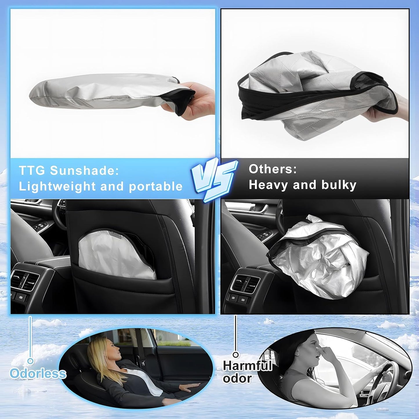 T TGBROS Windshield Sun Shade Custom Fit for 2022-2023 2024 2025 Genesis GV70 Accessories Foldable Sun Shield Reflective Polyester Sun Visor Cover Block Heat and Sun Protection