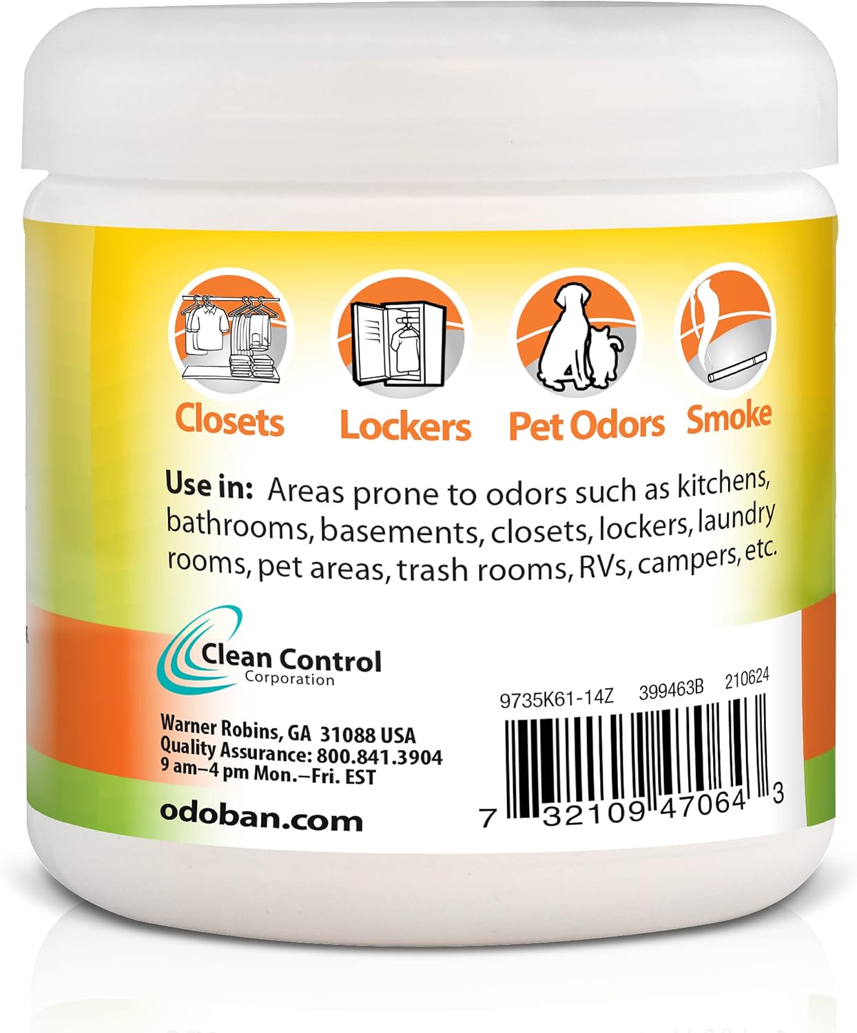 OdoBan Solid Odor Absorber Eliminator for Home and Small Spaces, Citrus Scent, 14 Ounces Each, 6-Pack