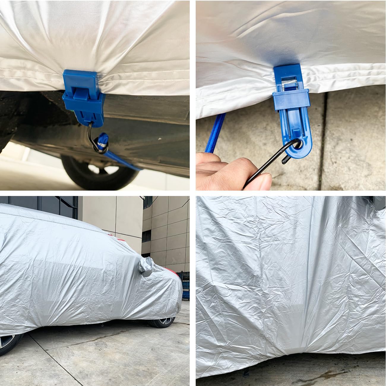 KEYOOG Universal Car Windshield Kit - Super Elastic, Durable, Can Protect The Car Cover from Being Blown Away During Strong Winds - Suitable for Most Cars, Suvs, Trucks, Vans, Motorcycles - Blue