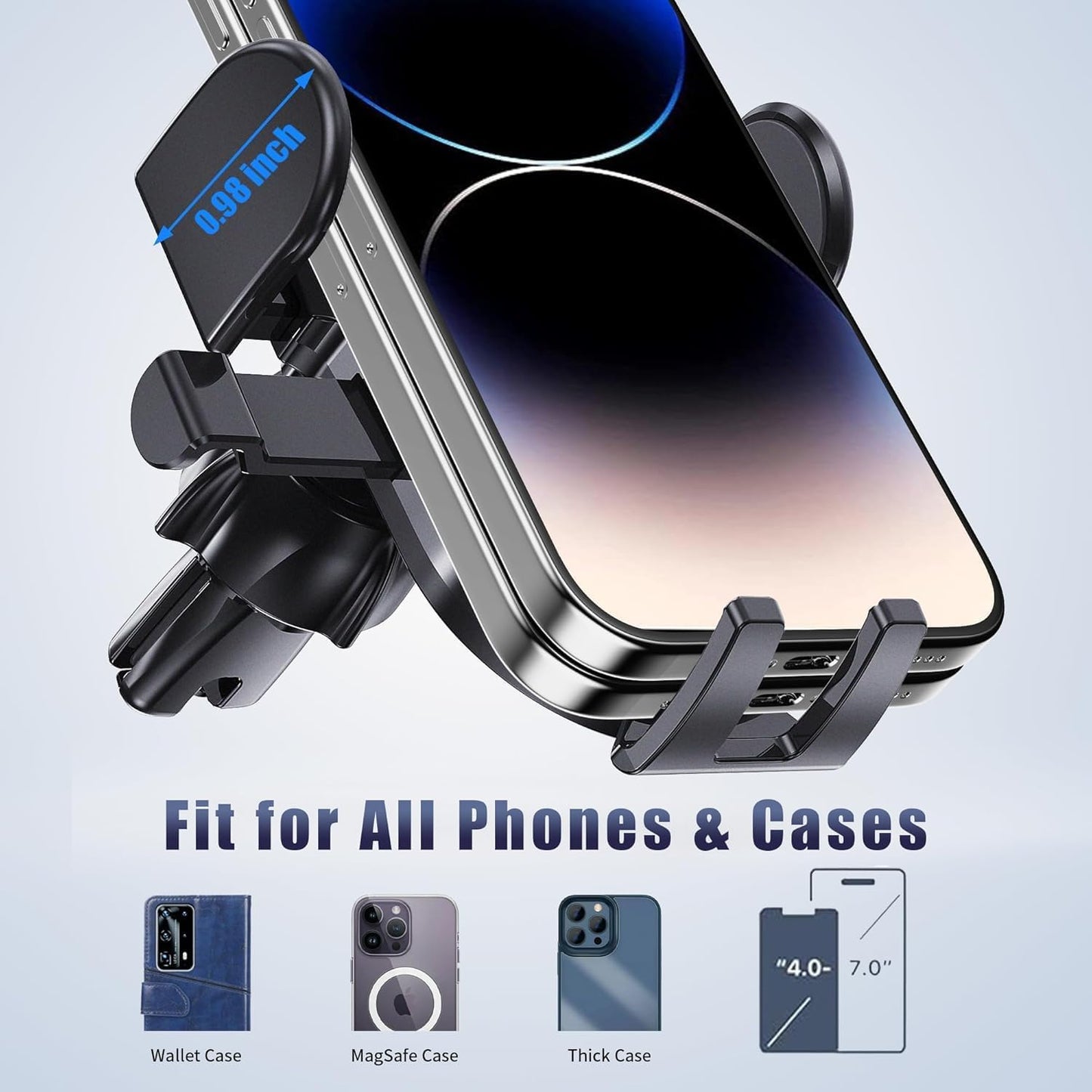 Car Vent Phone Mount, Universal Cell Phone Holder for Car [Upgraded Vent Clip Never Fall Off] Hands Free Air Vent Phone Holders for Your Car,Phone Stand for iPhone and Other Smartphones