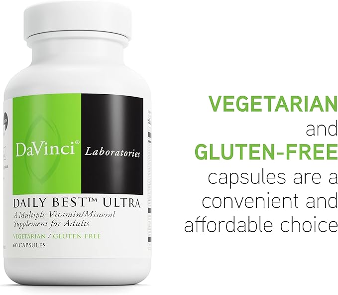 DAVINCI Labs Daily Best Ultra - Dietary Supplement to Support Cardiovascular Health, Fat Metabolism and Bone Health* - with B Vitamins, Minerals, Choline, CoQ10, Boron, Lycopene - 60 Vegetarian Caps