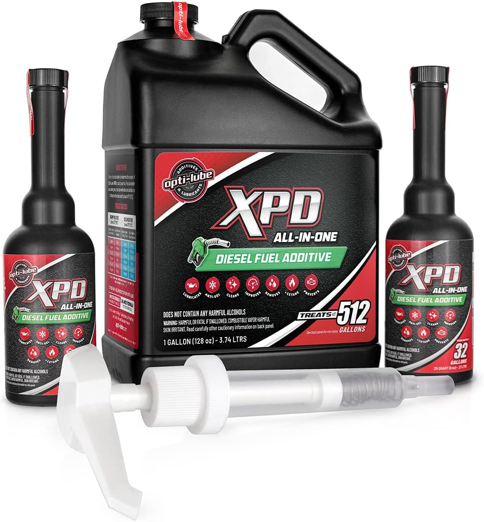 Opti-Lube XPD All-Season Diesel Fuel Additive - 1 Gallon with Accessories (1 Hand Pump and Long Neck Accessory Bottles)