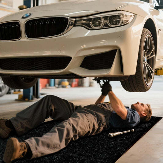 Oil Spill Garage Floor Mat, Heavy Duty 64" x 32" 8mm Thick Garage Mat for Floor Under Car, Absorbent Waterproof Non-Slip Rubber Backing Reusable Washable Maintenance Pad for Working, Black