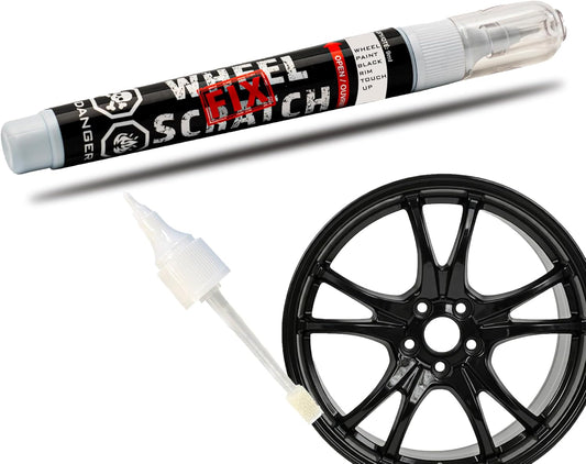 Black Gloss Rim Touch Up Paint Pen, Car Wheel Scratch Repair, Curb Rash Repair, Gloss Black Wheel Paint
