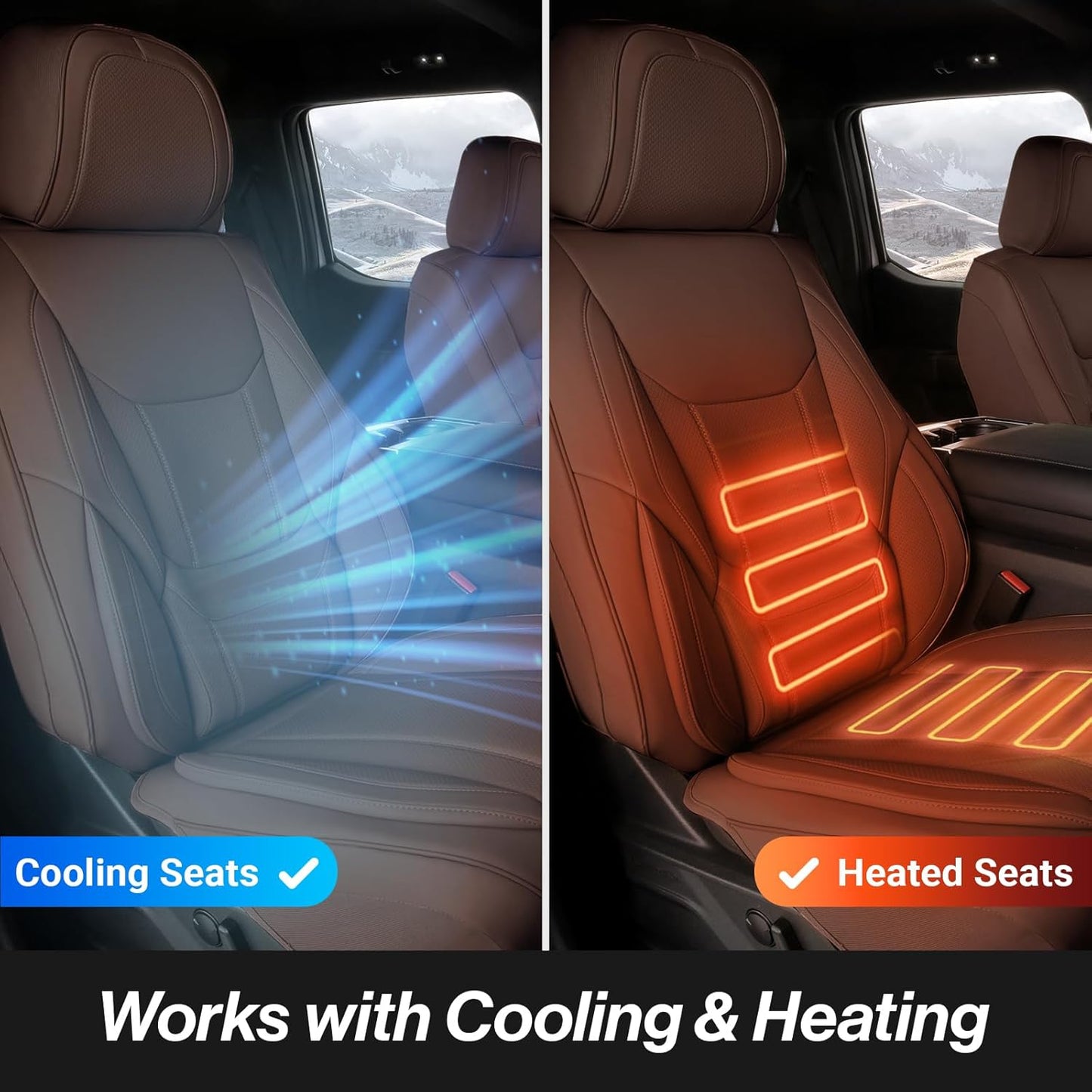 Coverland Custom Car Seat Covers Compatible with Silverado 2500HD, Maverick, Frontier - Premium Leather Non-Slip Memory Foam Waterproof Protector Front Seat-Dark Brown [See Size Chart-Size A40]