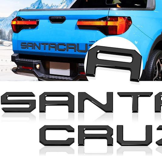 Tailgate Inserts Letters Compatible for 2022 2023 2024 2025 Santa Cruz 3D Raised & Strong Adhesive Decals Letters Rear Emblem Decal Sticker Compatible for Santa Cruz Accessories-Gloss Black
