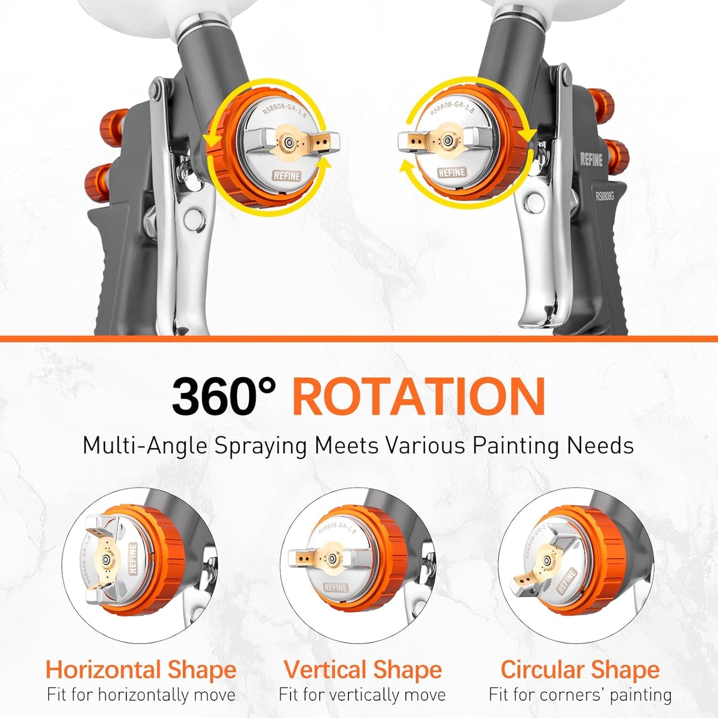 REFINE Air Spray Gun, Auto Paint Gun with 1.4/1.8/2.0mm Nozzle, Professional Automotive Spray Gun, Air Compressor Auto Body Paint Sprayer for Cars, House, Furniture Painting with Air Pressure Gauge