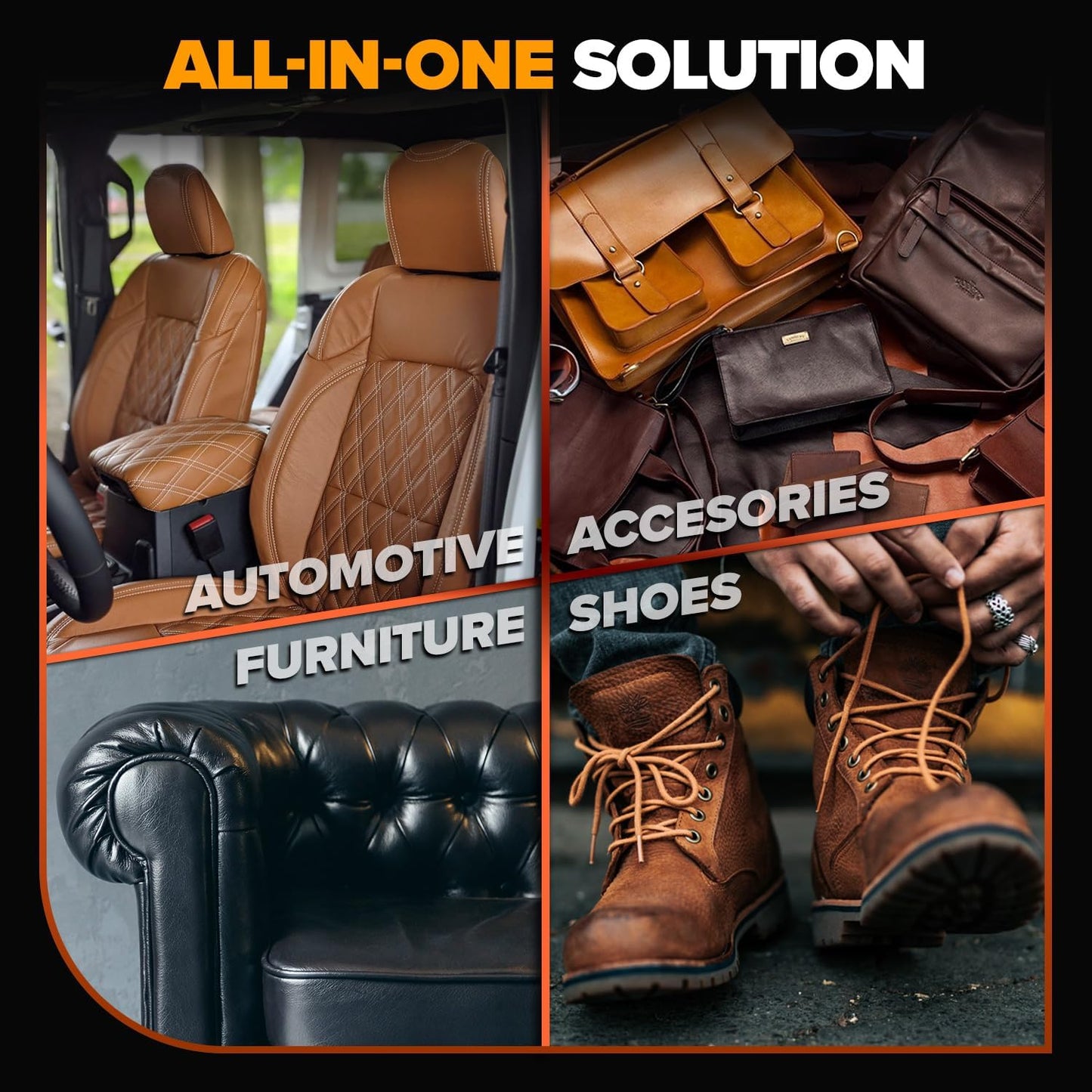 Carfidant Ultimate Leather Conditioner & Restorer - Full Leather Restore & Conditioning Kit with Applicator Pad for Car Seats, Couch, Furniture, Shoe, Sofa, Bag & Purses - 18 fl. oz.