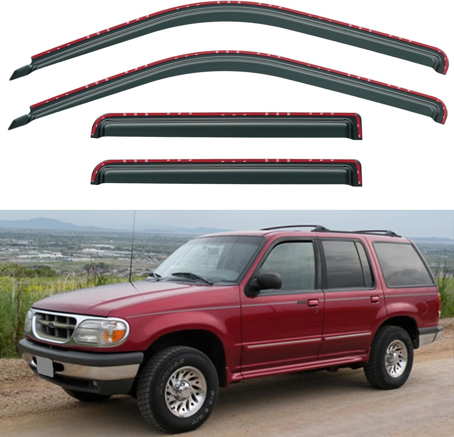 in-Channel Window Visors Rain Guards Shield for 1991-2001 Ford Explorer, Window Vent Wind Deflectors Visors Shades for 2001-2005 Ford Explorer Sport Trac