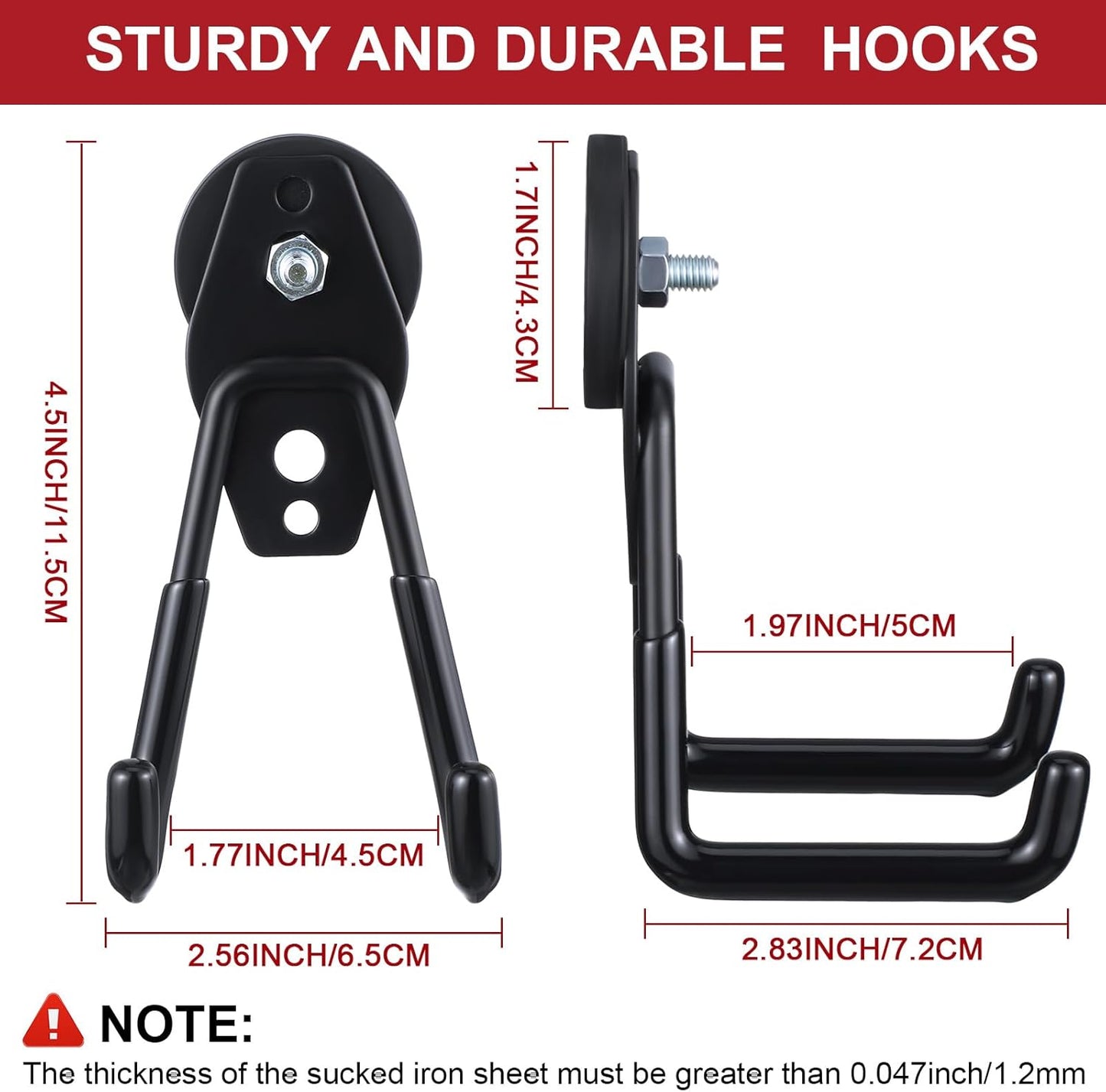 Landhoow Large Magnetic Hooks Heavy Duty Garage Magnet Hooks Strong Storage Utility Magnetic Hangers with Anti Slip Rubber Coating for Indoor and Outdoor Hanging(Black,26 Pcs)