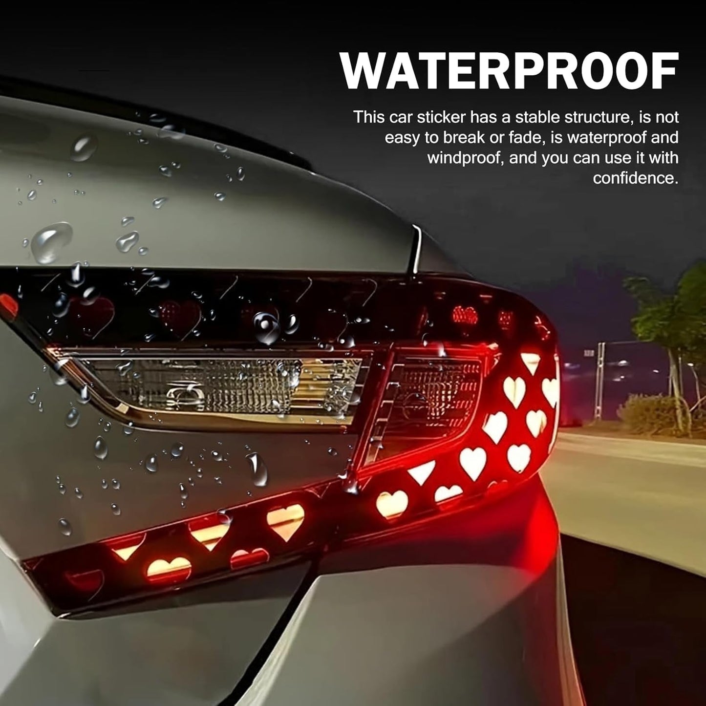 Car Rear Tail Light Lamp Stickers, Hollow Heart Pattern Sticker, Waterproof Taillight Tint Film Sheet for Car Rear Tail Lights, Funny DIY Headlamp Taillight Cover Trim (Black)