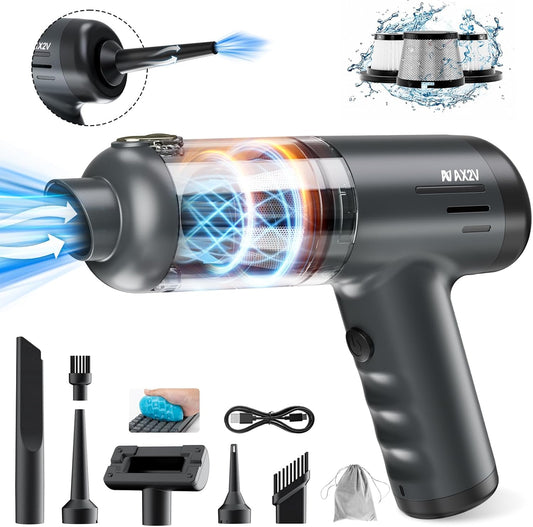 2-in-1 Car Vacuum&Air Duster,80W/16kpa/12KRPM/30 Mins,High Powerful Dust Cleaner Portable Cordless Vacuum Pro,Compressed Air Blower,Lightweight Rechargeable Handheld Mini Vacuum for Car/Home/Office