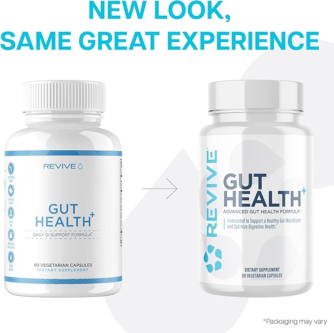 Revive MD Gut Health Supplements for Men & Women - Daily Gut Repair & Digestive Health Support Formula with Thyme, Oregano & Milk Thistle - Vegan-Friendly, Gluten-Free - 60 Vegetarian Capsules