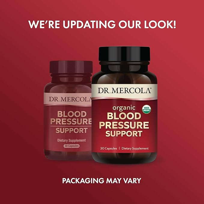 Dr. Mercola Organic Blood Pressure Support - Supports Healthy Circulation - High-Potency Grape Seed Extract - Non-GMO & Soy-Free - 30 Capsules (30 Servings)