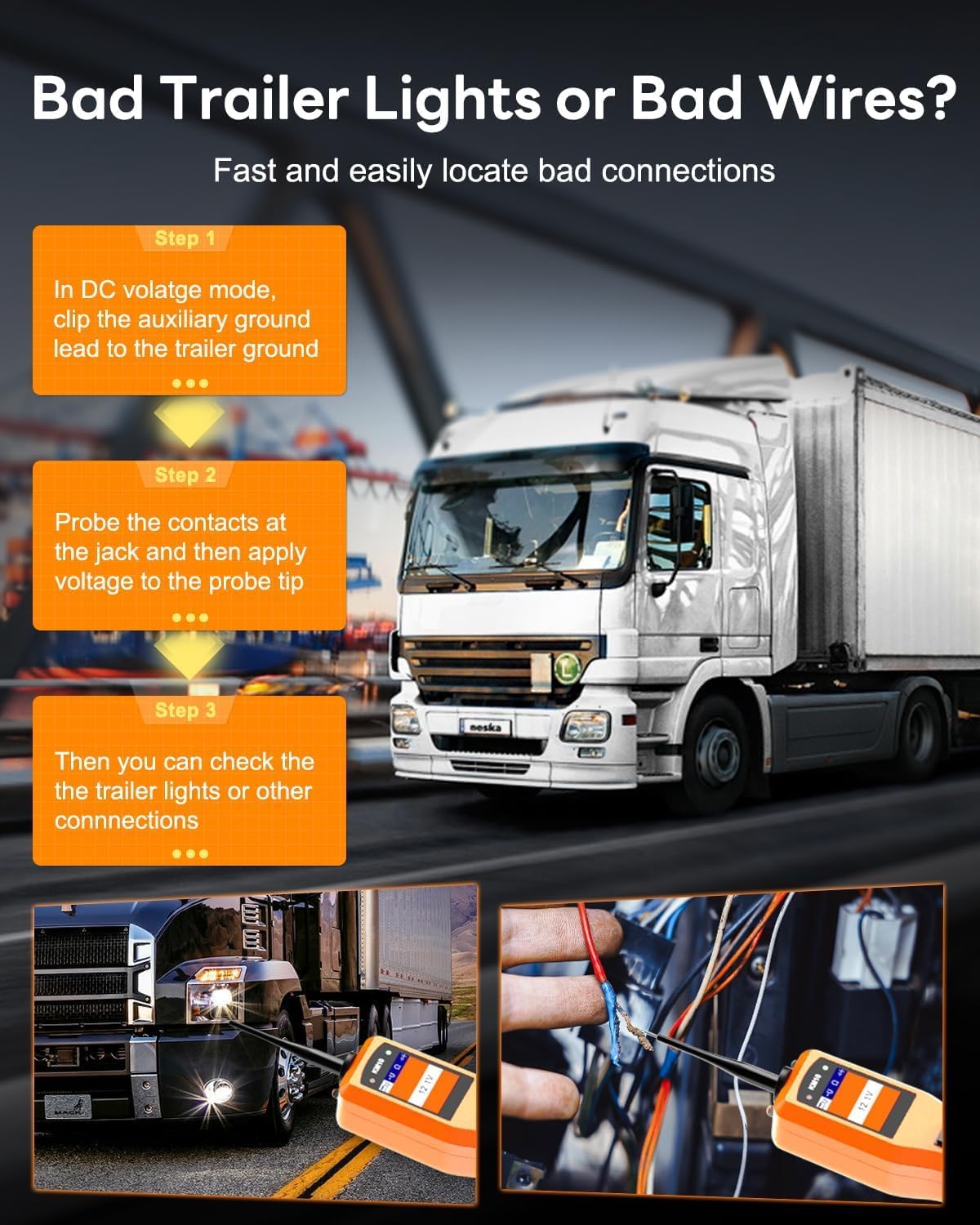 KZYEE KM10 Power Circuit Probe Kit, 12V 24V Automotive Circuit Tester, Digital Multimeter, Short Finder, AC/DC Voltage Tester, Diode & Resistance, Current Probe Component Activation, 20FT+20FT Cable