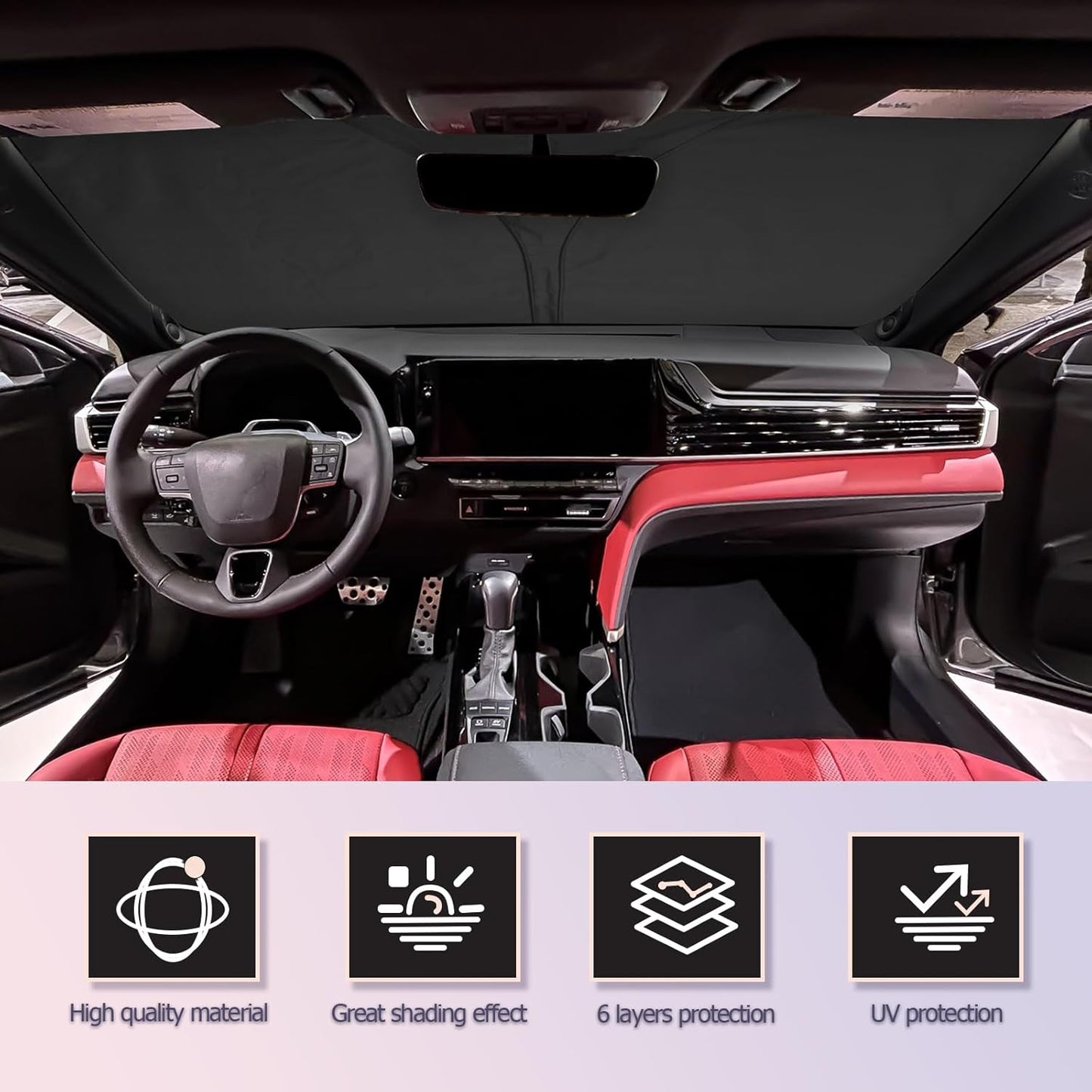 LUWU for 2025 2026 Toyota Camry Windshield Sun Shade Windshield Sunshades 2025 2026 Toyota Camry Accessories Sunshade Cover Block UV Ray Front Window Sunshade