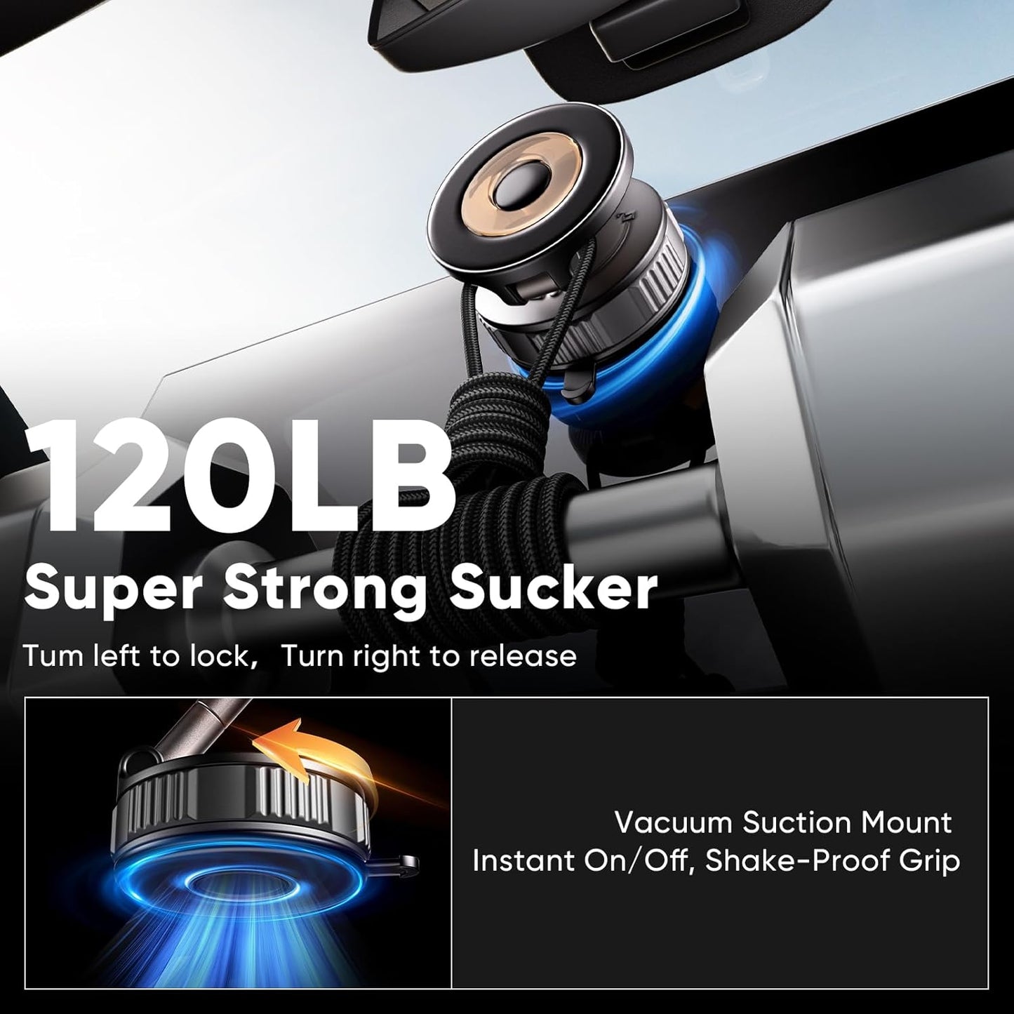 Phone Holders for Your Car, Magnetic Phone Holder for Car Phone Holder [120+ LB Strongest Sucker & 2800gf Strongest Magnetic] 360° Adjustable Magsafe Car Mount for iPhone 16 Pro Max 15 14 13 12 Plus