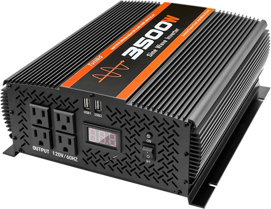 3500W Pure sine Wave Inverter 3500 watt Inverter 12 Volt Inverter RV Inverter Solar Inverter 12V to 120V Inverter 3500 watt Inverter Power Inverter with 4 Power outlets