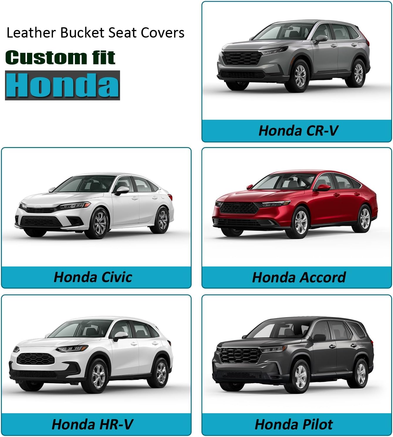 GIANT PANDA Front Seat Cover for Honda, 3D Air Mesh Bucket Car Seat Protectors Custom Fits Honda Civic Accord Pilot CRV HRV Element Passport (Blue) 2-Pack