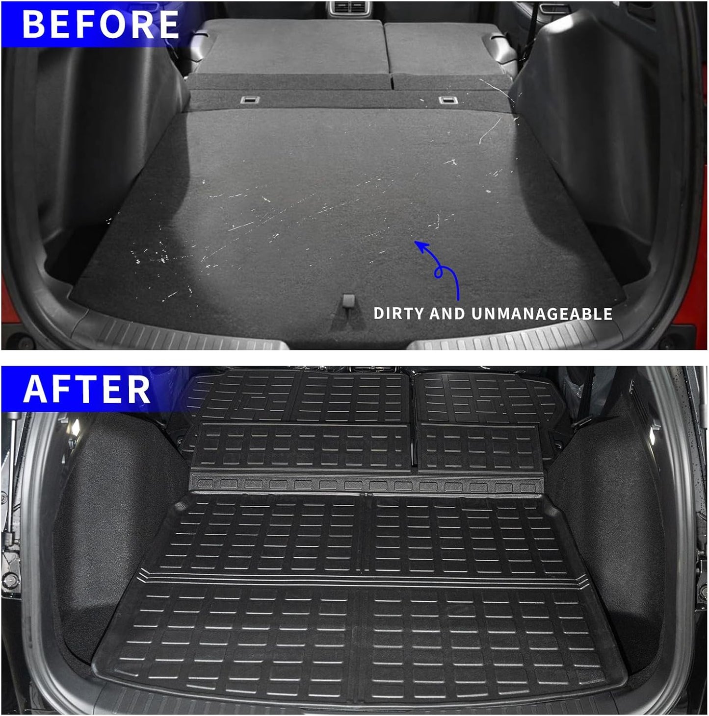 Rongtaod Floor Mats Compatible with 2023 2024 2025 2026 Honda CRV (Include Hybrid) Cargo Mat Trunk Mat Cargo Liner Back Seat Cover CR-V Accessories (Fit Upper Deck, Trunk Mat+Backrest Mats+Floor Mats)