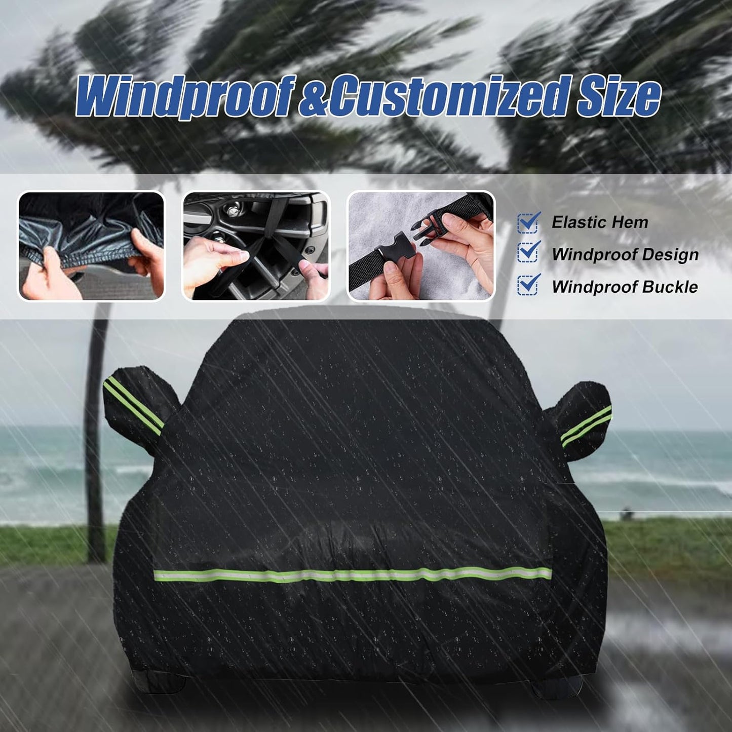 Waterproof Car Covers for 2010-2025 Jeep Grand Cherokee (Black) Custom Heavy Duty Waterproof All Weather Protection Outdoor