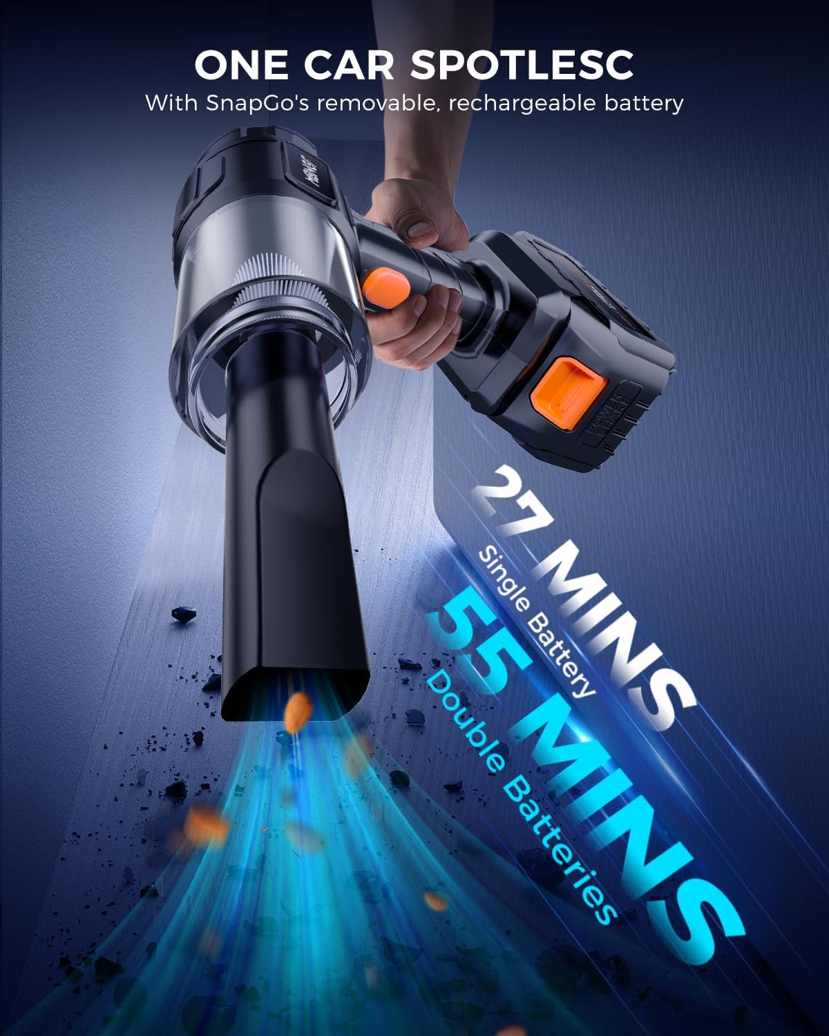 Car Vacuum Portable Cordless, 35000PA High Power Suction & Blower, Wireless Handheld Vacuum Cleaner for Car, Home, Office, Pet(Shiny Black)