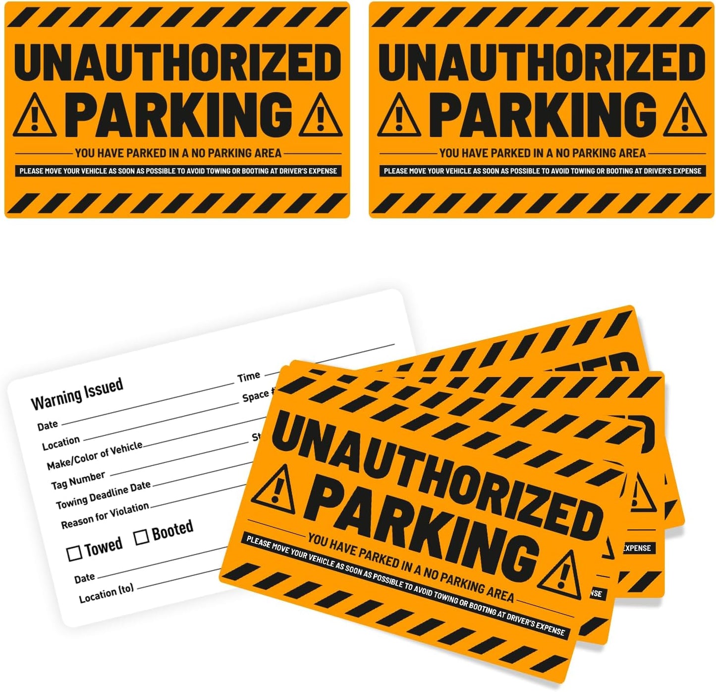 easykart labels 50 Parking Violation Stickers - Hard to Remove - No/Unauthorized Parking Warning Stickers - Super Sticky - 8x5 in (Fluorescent Orange)