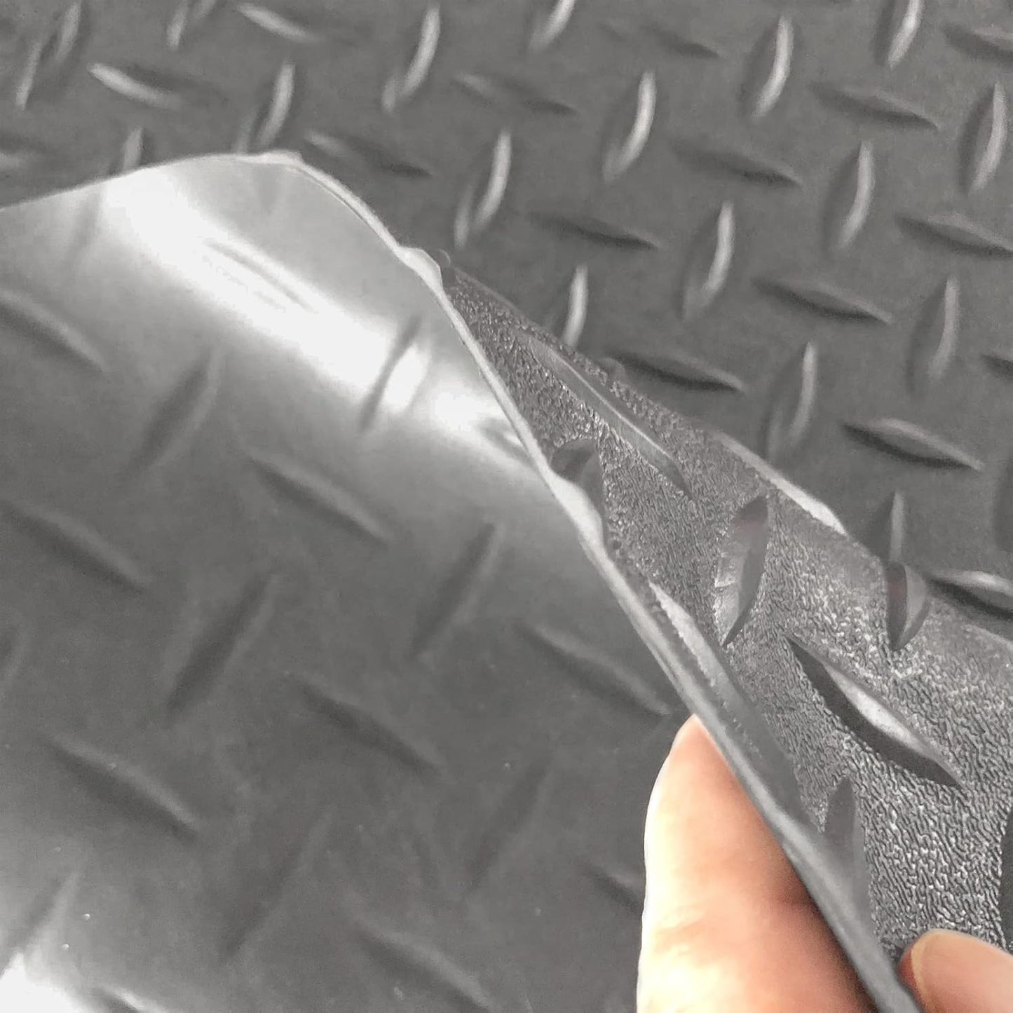 Boshen 5Ft x 17Ft Garage Floor Mat 2.5mm Thickened Rubber Flooring Roll 85sqft Diamond Plate PVC Rubber Trailer Mat Non-Slip Floor Protector Mat for Garage Warehouse Basement Trailer-Grey