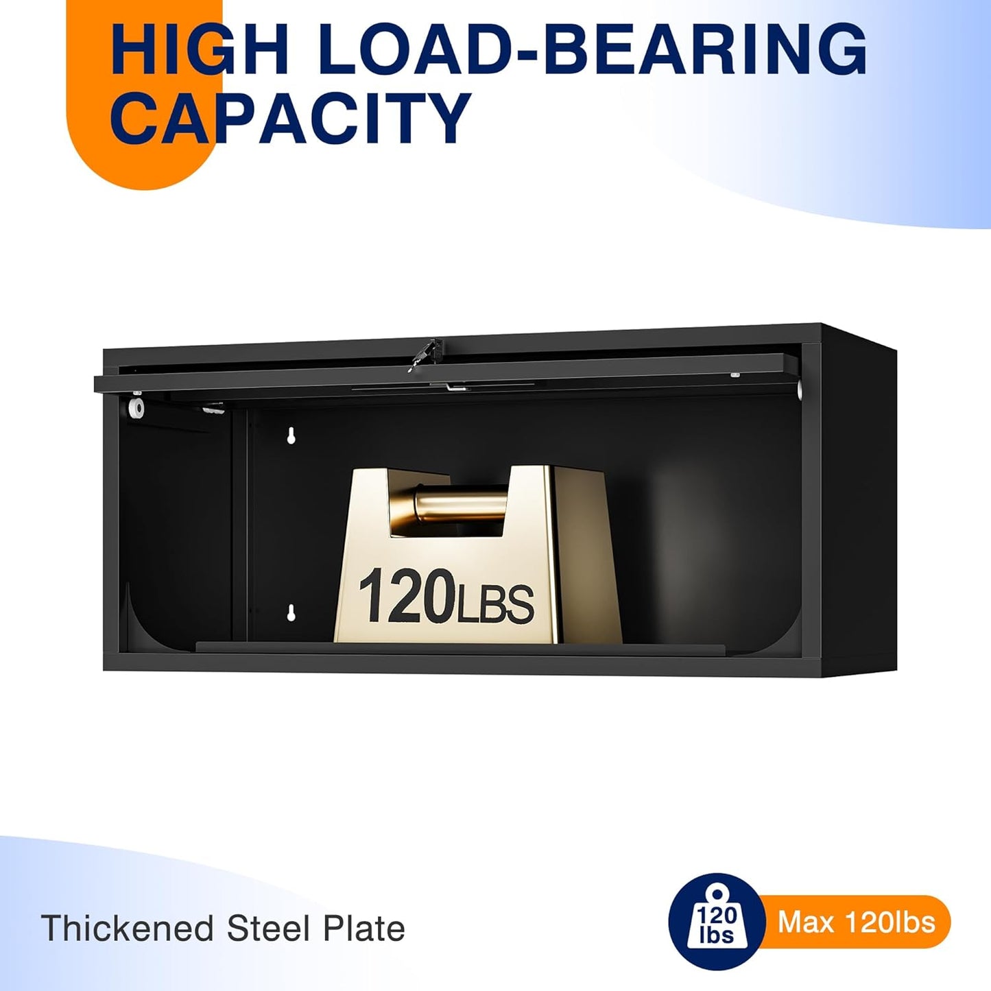 Yizosh Metal Garage Cabinet with Doors, Wall Mounted Storage Cabinet, Floating Tool Cabinet for Basement, Kitchen, Warehouse (Black, 13.7" H)