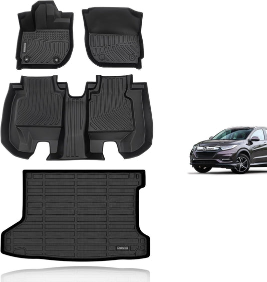 KELCSEECS Floor Mats & Cargo Liner Custom for 2016 2017 2018 2019 2020 2021 2022 Honda HR-V (AWD Model) Car Mats Cargo Mat Trunk Mat Honda HRV All Weather Floor Mats Trunk Liner Accessories