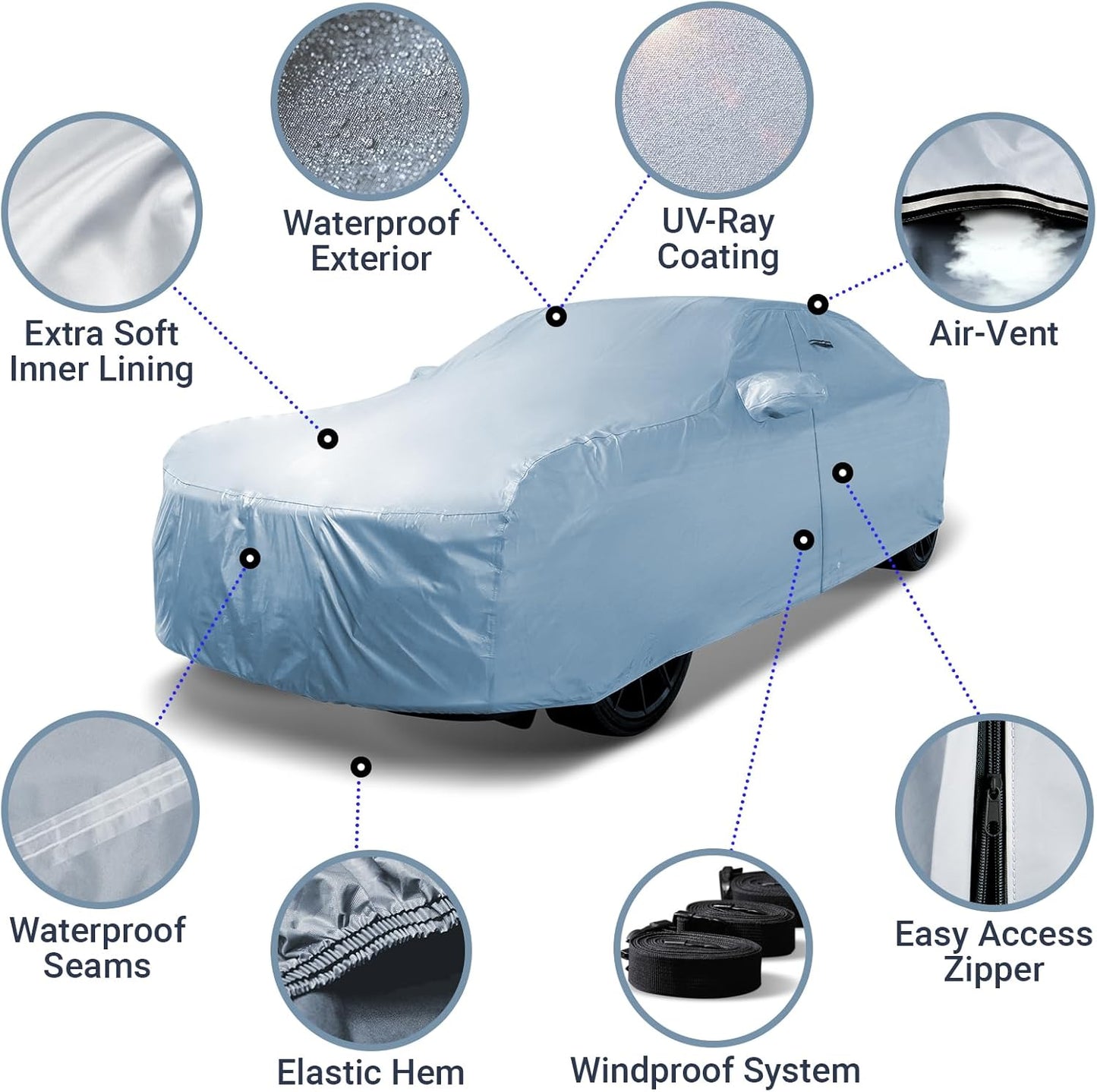 iCarCover Custom Car Cover for 2008-2013 Infiniti G37 Coupe & Convertible, Waterproof All-Weather Rain Snow UV Sun Protector Full Exterior Weatherproof Indoor Outdoor Car Cover with Strap