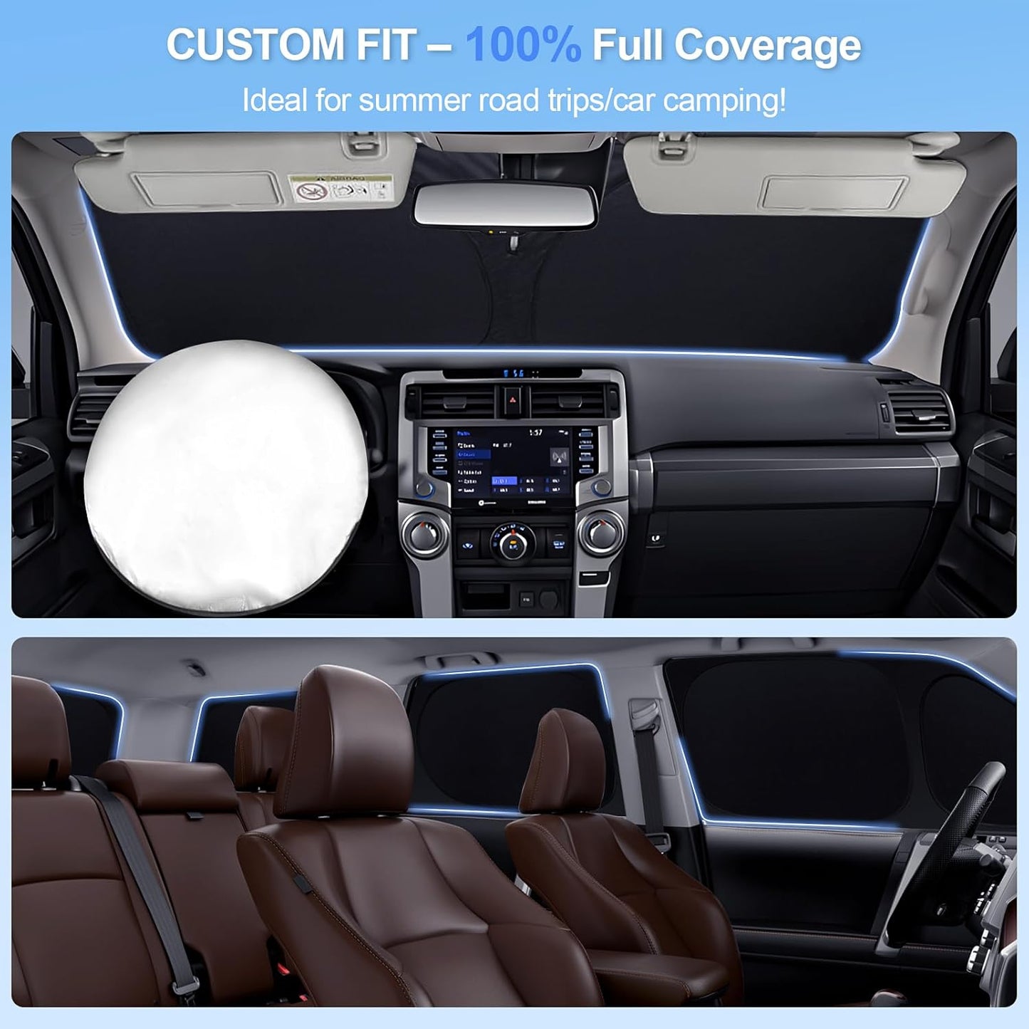 8pcs Car Window Shades for 2013-2019 Ford Escape Accessories,Windshield Side Rear Full Sunshade,Sun Visor UV Blocking, Privacy Protection and Blackout for Camping Outdoor