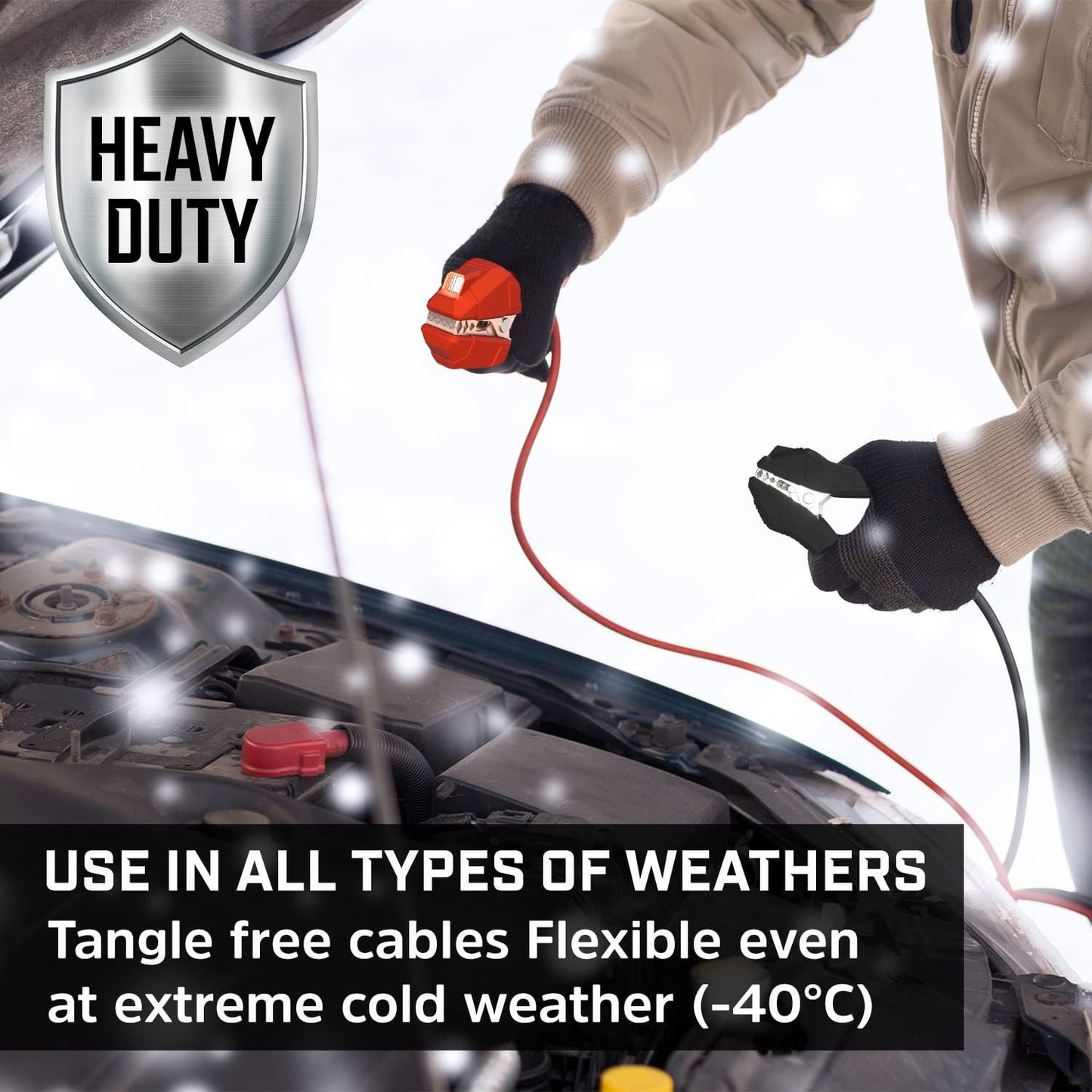 Energizer Jumper Cables for Car Battery with Built-in LED Lights, Heavy Duty Automotive Booster Cables for Jump Starting Dead or Weak Batteries - Carrying Bag Included (20-Feet (2-Gauge)